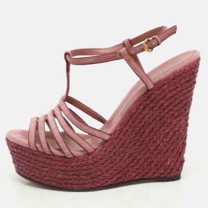Gucci Pink Suede Strappy Wedge Espadrille Ankle Strap Sandals Size 39, Sandals - Luxury Closet catalog