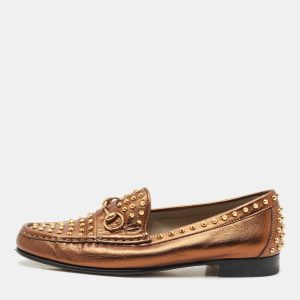 Gucci Gold Leather Spike Embellished Slip On Loafers Size 38, Loafers & Slip-Ons - Luxury Closet catalog