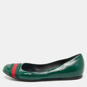 Gucci Green Leather Web Detail Ballet Flats Size 37, Flats - Luxury Closet catalog