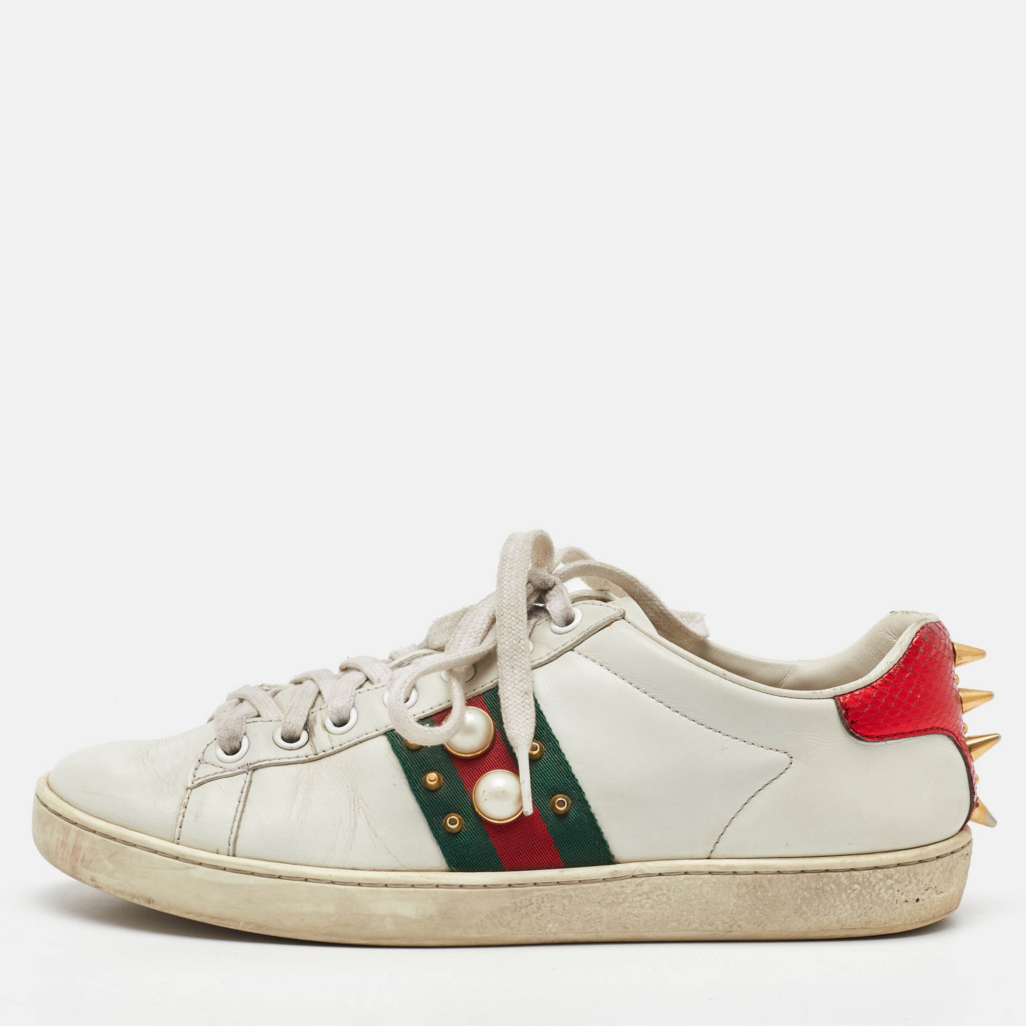 Gucci White Leather Pearl Embellished Ace Low Top Sneakers Size 37, Athletic Shoes & Sneakers - Luxury Closet catalog