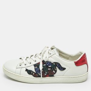 Gucci White Leather Snake Embellished Web Ace Low Top Sneakers Size 36, Athletic Shoes & Sneakers - Luxury Closet catalog