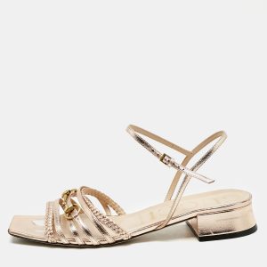 Gucci Rose Gold Leather Ketty Ankle Wrap Sandals Size 40, Sandals - Luxury Closet catalog
