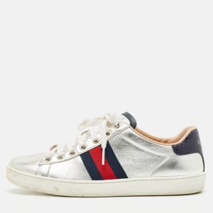 Gucci Silver Leather Web Detail Ace Low Top Sneakers Size 37, Athletic Shoes & Sneakers - Luxury Closet catalog