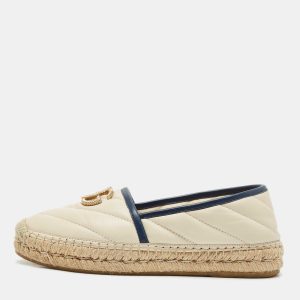 Gucci Beige/Navy Blue Quilted Leather GG Marmont Flat Espadrilles Size 36, Flats - Luxury Closet catalog
