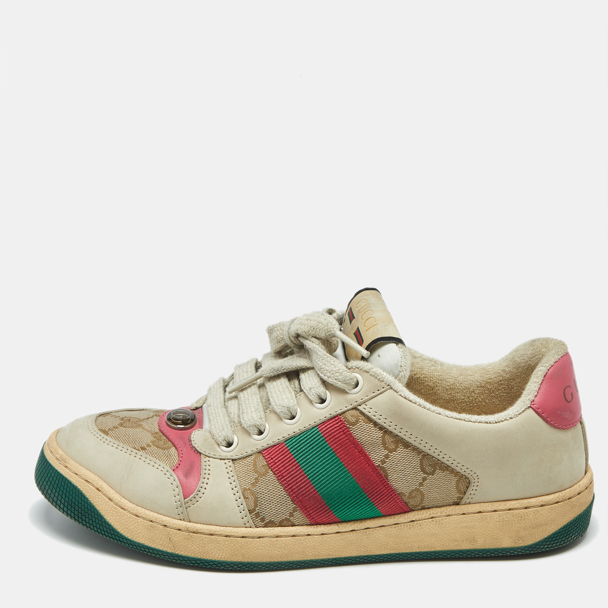 Gucci Multicolor Nubuck Leather and GG Canvas Screener Sneakers Size 37.5, Athletic Shoes & Sneakers - Luxury Closet catalog