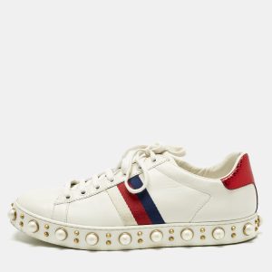 Gucci White Leather Pearl Studded Ace Sneakers Size 41, Athletic Shoes & Sneakers - Luxury Closet catalog