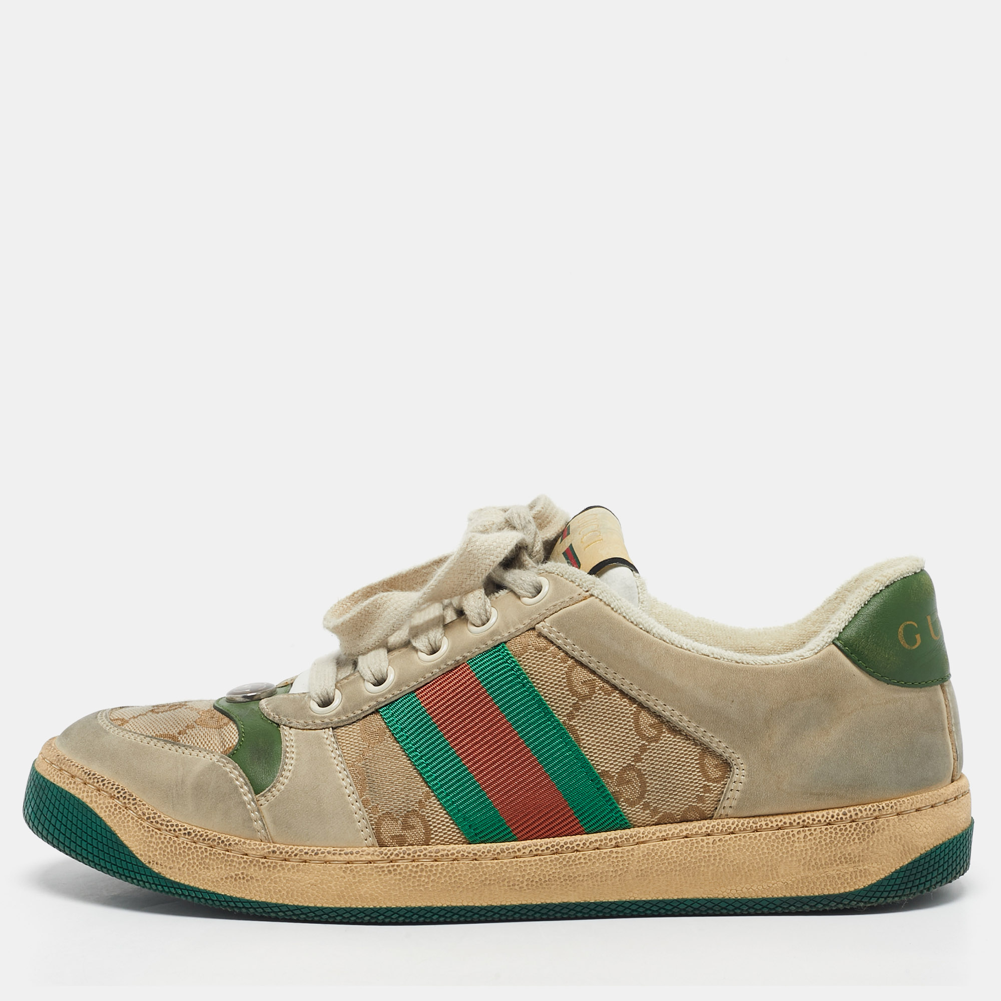 Gucci Multicolor Nubuck Leather and GG Canvas Screener Sneakers Size 38.5, Athletic Shoes & Sneakers - Luxury Closet catalog