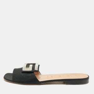 Gucci Black Canvas Crystal G Flat Sandals Size 39, Sandals - Luxury Closet catalog