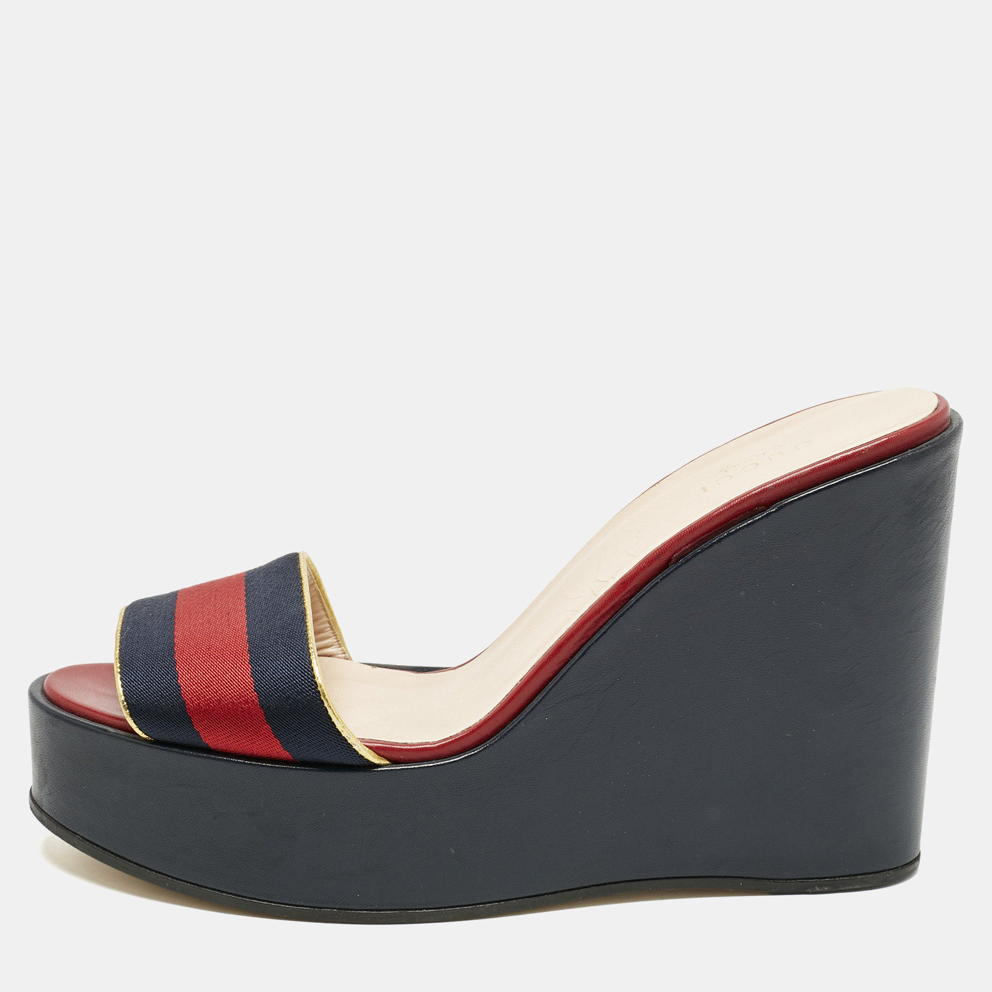 Gucci Multicolor GG Canvas and Leather Wedge Sandals Size 39.5, Sandals - Luxury Closet catalog