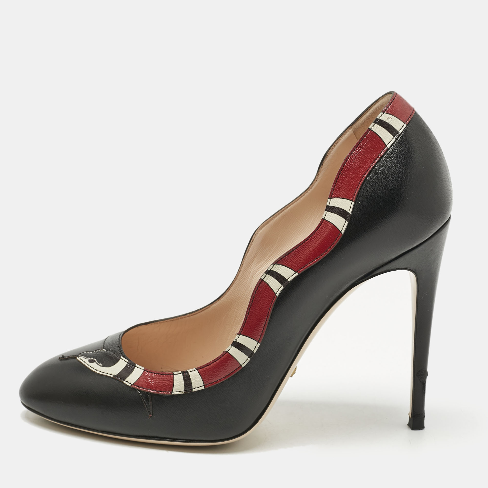 Gucci Black/Red Leather Kingsnake Pumps Size 38.5, Pumps - Luxury Closet catalog