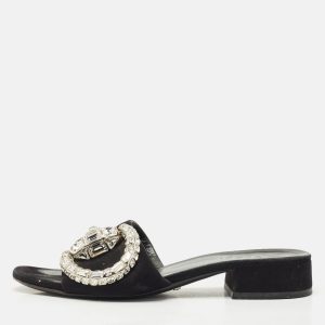 Gucci Black Suede Maxime Crystal Embellished Slide Sandals Size 35, Sandals - Luxury Closet catalog