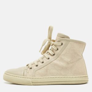 Gucci Grey GG Canvas and Leather High Top Sneakers Size 36, Athletic Shoes & Sneakers - Luxury Closet catalog