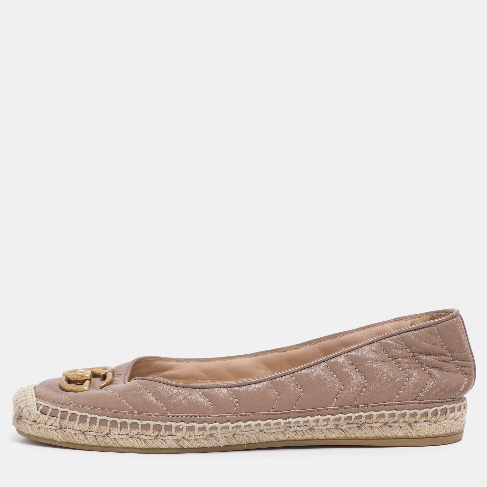 Gucci Nude Pink Quilted Leather GG Marmont Espadrille Flats Size 39, Flats - Luxury Closet catalog
