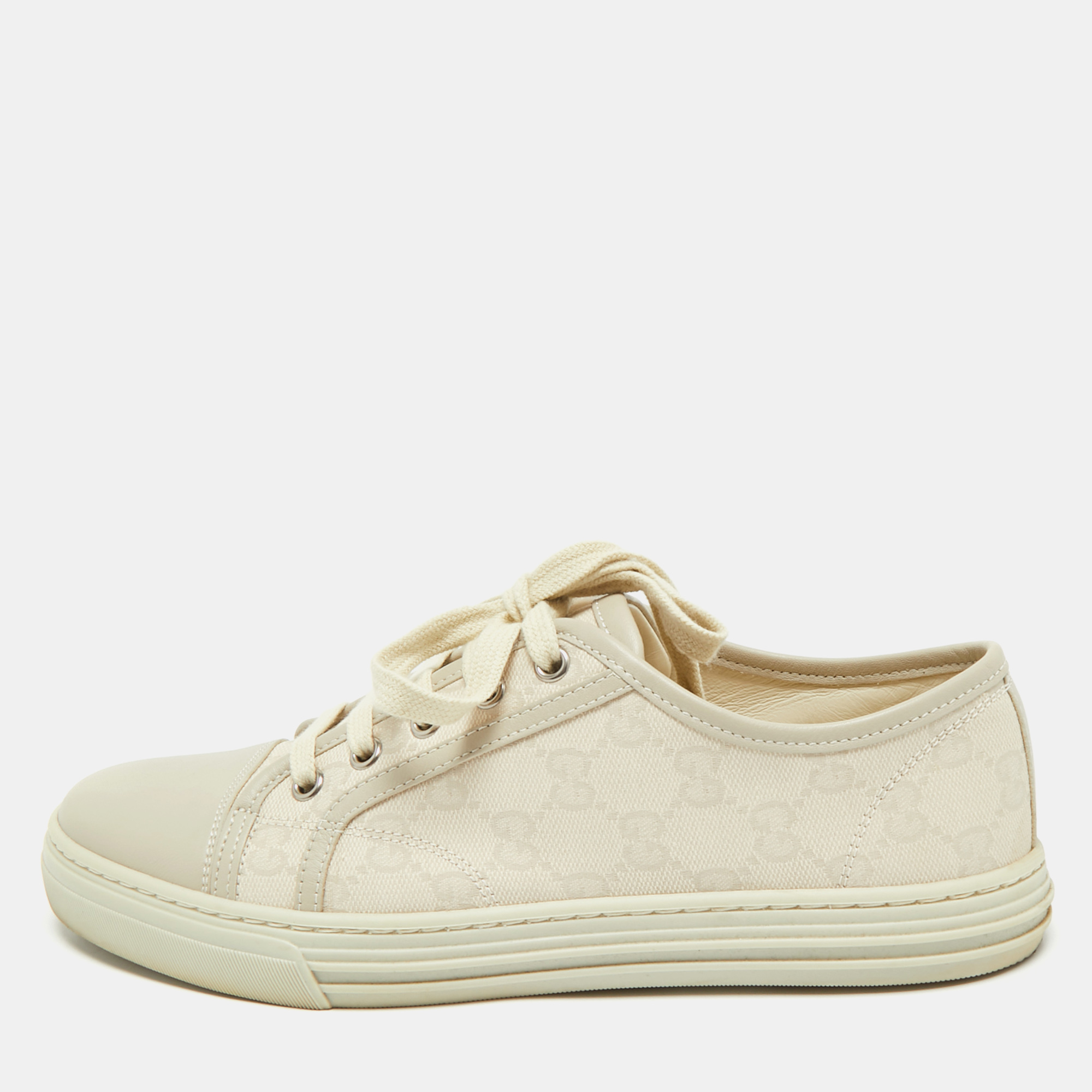Gucci Grey GG Canvas and Leather Lace Up Sneakers Size 37.5, Athletic Shoes & Sneakers - Luxury Closet catalog