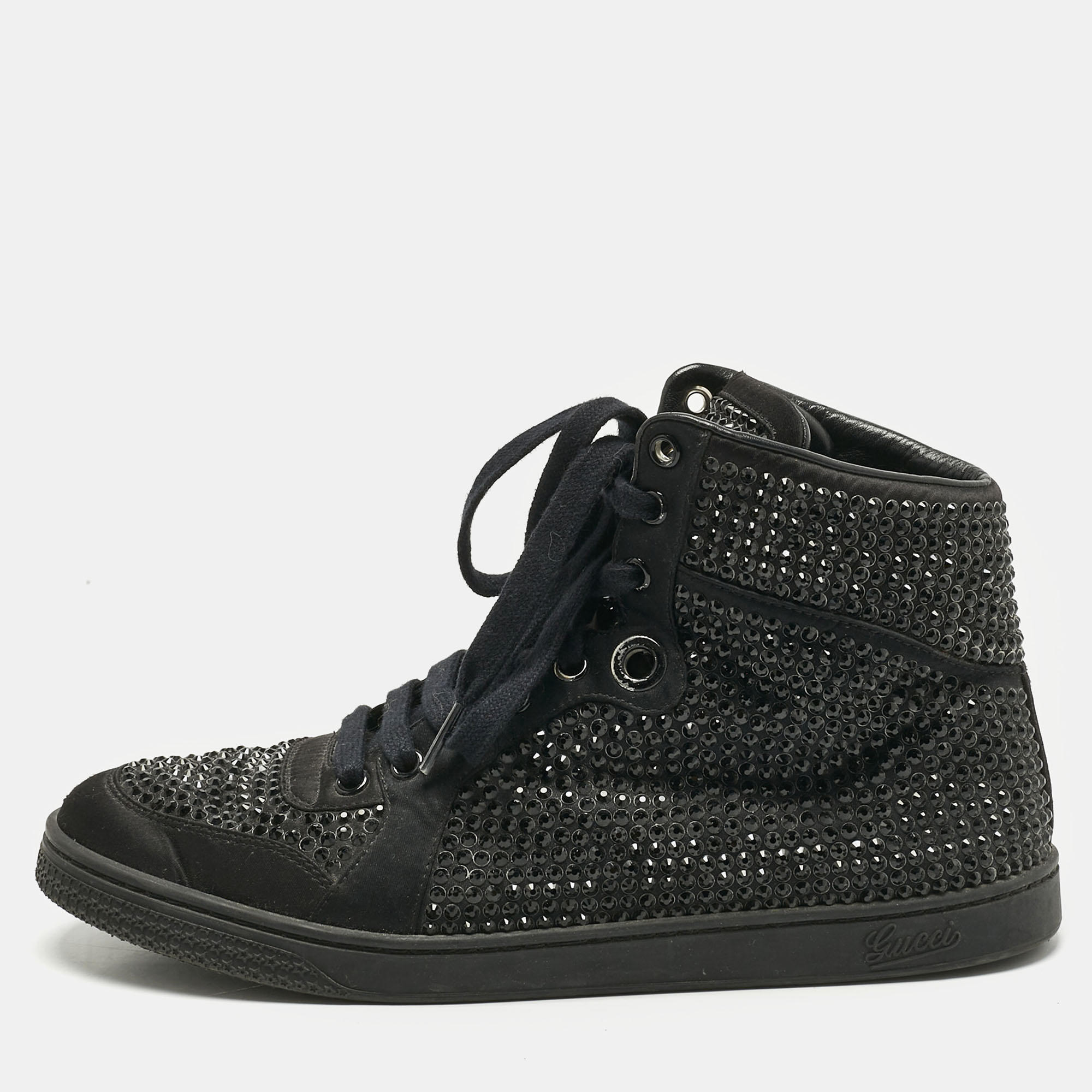 Gucci Black Satin Crystal Embellished Coda High Top Sneakers Size 39, Athletic Shoes & Sneakers - Luxury Closet catalog