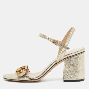 Gucci Gold Leather Horsebit Ankle Strap Sandals Size 36, Sandals - Luxury Closet catalog