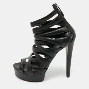 Gucci Black Leather Lifford Cage Platform Sandals Size 39, Sandals - Luxury Closet catalog