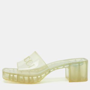 Gucci Transparent PVC Embossed Logo Block Heel Slide Sandals Size 36, Sandals - Luxury Closet catalog