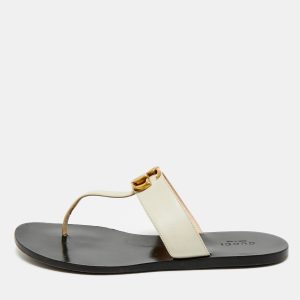 Gucci Cream Leather GG Marmont Thong Slide Flats Size 38, Flats - Luxury Closet catalog