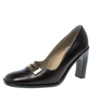 Gucci Brown Leather Block Heel Square Toe Pumps Size 39, Pumps - Luxury Closet catalog