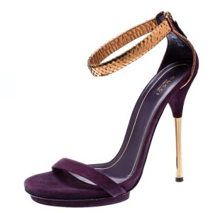 Gucci Purple Suede And Metallic Python Kelis Ankle Strap Sandals Size 41, Sandals - Luxury Closet catalog
