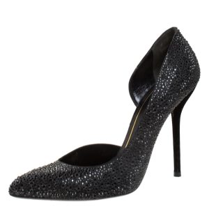 Gucci Black Crystal Embellished Satin and Suede Noah D'Orsay Pumps Size 39, Pumps - Luxury Closet catalog