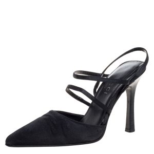 Gucci Black Satin Strappy Pointed Toe Sandals Size 35.5, Sandals - Luxury Closet catalog