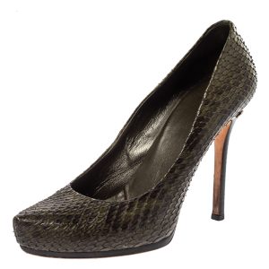 Gucci Green Python Leather Platform Pumps Size 40, Pumps - Luxury Closet catalog