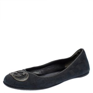 Gucci Dark Blue GG Canvas Interlocking GG Ballet Flats Size 36, Flats - Luxury Closet catalog