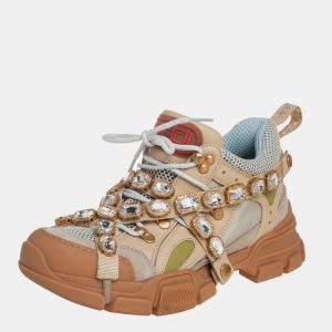 Gucci Beige/Grey Leather And Mesh Flashtrek Removable Crystals Sneaker Size 39, Athletic Shoes & Sneakers - Luxury Closet catalog