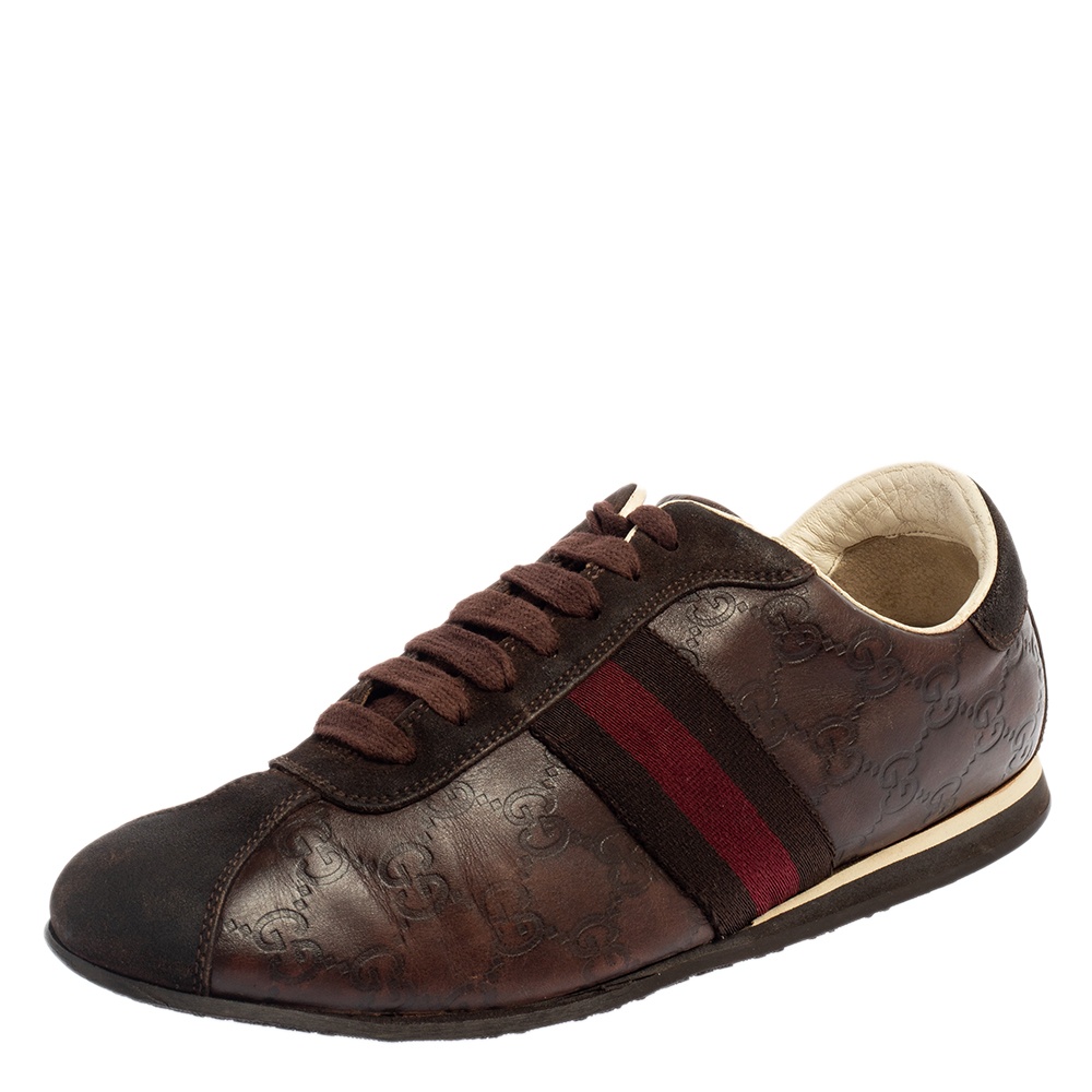Gucci Brown Guccissima Leather And Suede Lace Up Sneakers Size 40, Athletic Shoes & Sneakers - Luxury Closet catalog