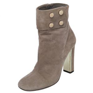 Gucci Grey Suede Vernice Block Heel Ankle Booties Size 36.5, Boots - Luxury Closet catalog