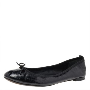Gucci Black Micro Guccissima Patent Leather Bow Detail Ballet Flats Size 39, Flats - Luxury Closet catalog
