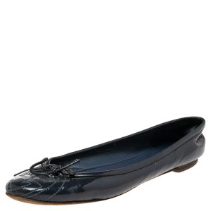 Gucci Navy Blue Patent Leather Ballet Flats Size 36.5, Flats - Luxury Closet catalog