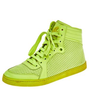 Gucci Neon Green Perforated Leather Lace Up High Top Sneakers Size 38.5, Athletic Shoes & Sneakers - Luxury Closet catalog