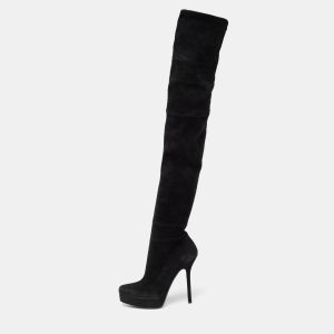 Gucci Black Suede Platform Over the Knee Boots Size 38.5, Boots - Luxury Closet catalog