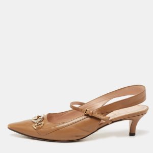 Gucci Brown Leather Interlocking G Horsebit Zumi Slingback Pumps Size 36.5, Pumps - Luxury Closet catalog