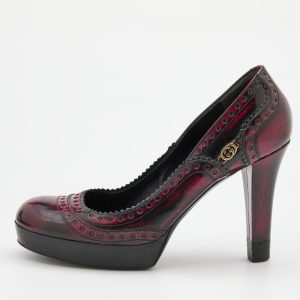 Gucci Black/Red Two-Tone Brogue Leather Platform Pumps Size 40.5, Pumps - Luxury Closet catalog