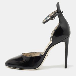 Gucci Black Patent Daisy Ankle Strap Pumps Size 40, Pumps - Luxury Closet catalog