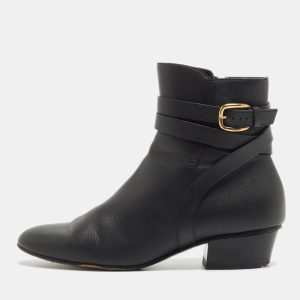 Gucci Black Leather Buckle Detail Ankle Booties Size 36.5, Boots - Luxury Closet catalog