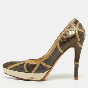 Gucci Tricolor Python, Crocodile and Lizard Platform Pumps Size 36.5, Pumps - Luxury Closet catalog