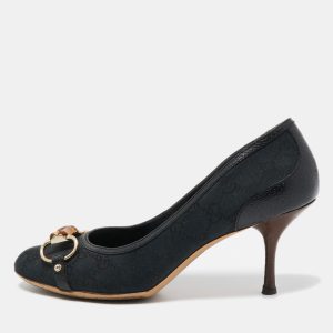 Gucci Navy Blue Canvas Bambo Horsebit Pumps Size 39, Pumps - Luxury Closet catalog