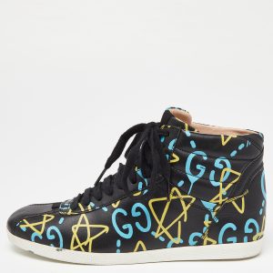 Gucci Black Graffiti Leather Ghost High Top Sneakers Size 35.5, Athletic Shoes & Sneakers - Luxury Closet catalog