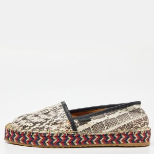 Gucci Beige/Black Leather and Watersnake Leather Slip On Espradrille Flats Size 36, Flats - Luxury Closet catalog
