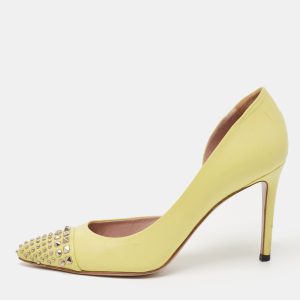 Gucci Yellow Leather Studded D'orsay Pointed Toe Pumps Size 36.5, Pumps - Luxury Closet catalog