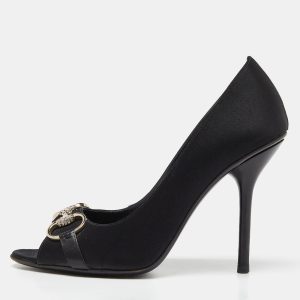 Gucci Black Satin Horsebit Peep Toe Pumps Size 38, Pumps - Luxury Closet catalog