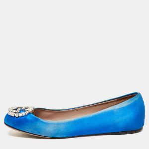 Gucci Blue Satin Interlocking G Crystals Ballet Flats Size 37.5, Flats - Luxury Closet catalog