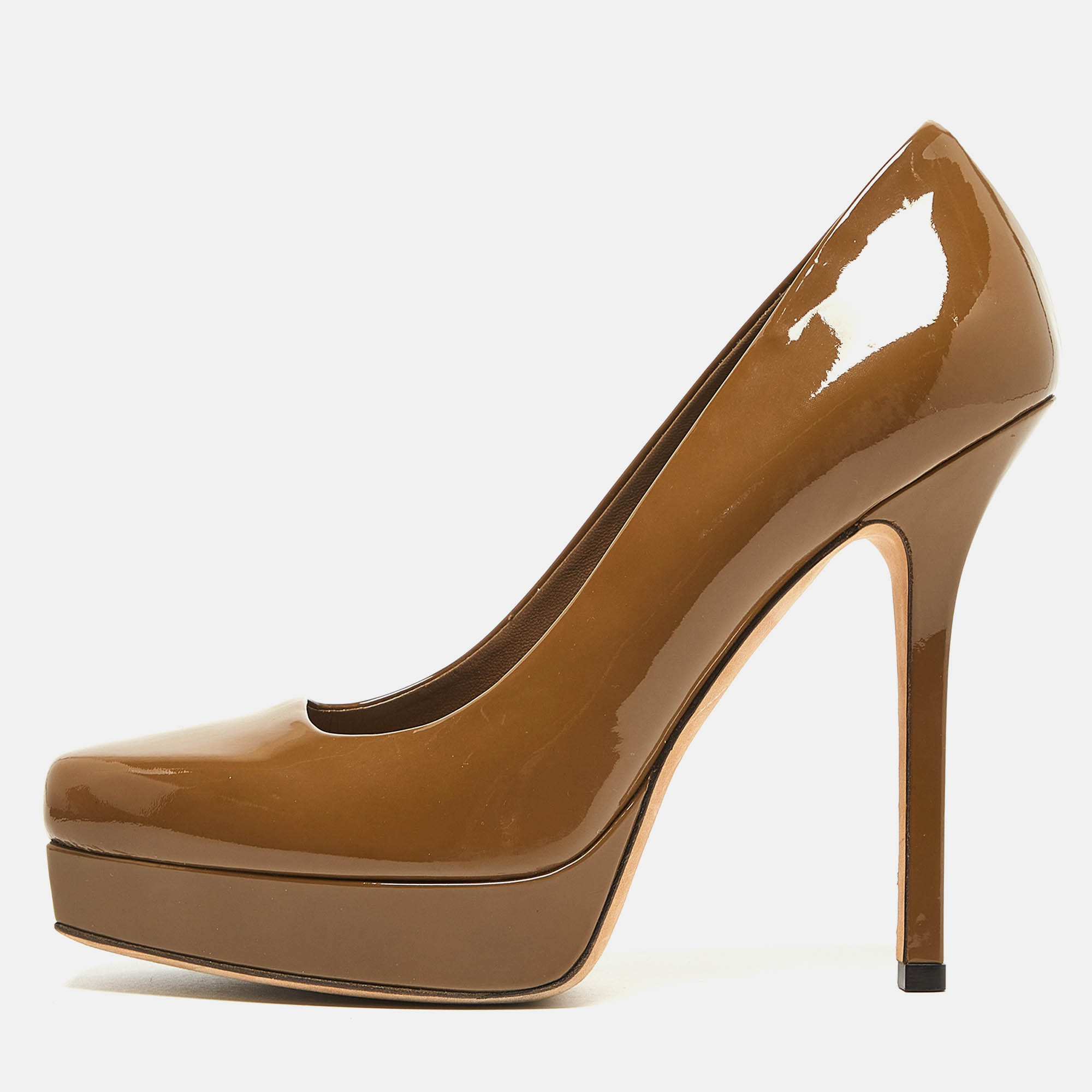 Gucci Olive Green Patent Leather Platform Pumps Size 37.5, Pumps - Luxury Closet catalog