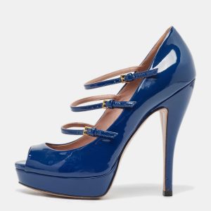 Gucci Blue Patent Leather Lisbeth Pumps Size 37.5, Pumps - Luxury Closet catalog