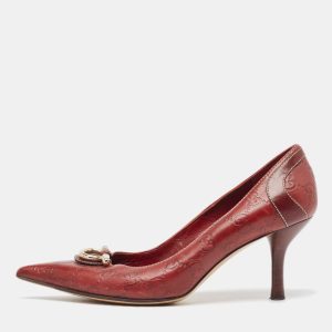 Gucci Red Guccissima Leather Icon Bit Pointed Toe Pumps Size 36.5, Pumps - Luxury Closet catalog